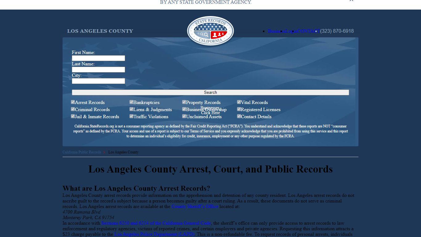 Los Angeles County Arrest, Court, and Public Records